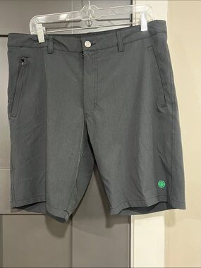 Men's Gray Hybrid Shorts with Green Accent